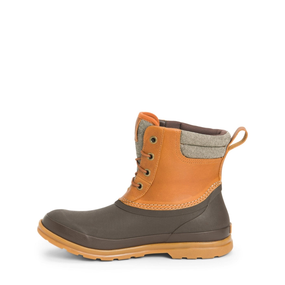 Men's Muck Originals Duck Lace-Up Leather Short Boots Tan Muckboot