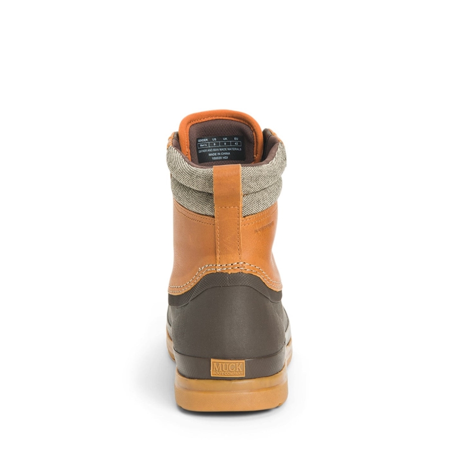 Men's Muck Originals Duck Lace-Up Leather Short Boots Tan Muckboot